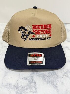 Bourbon & Beyond Louisville Kentucky 2025 trucker hat ball cap cream navy